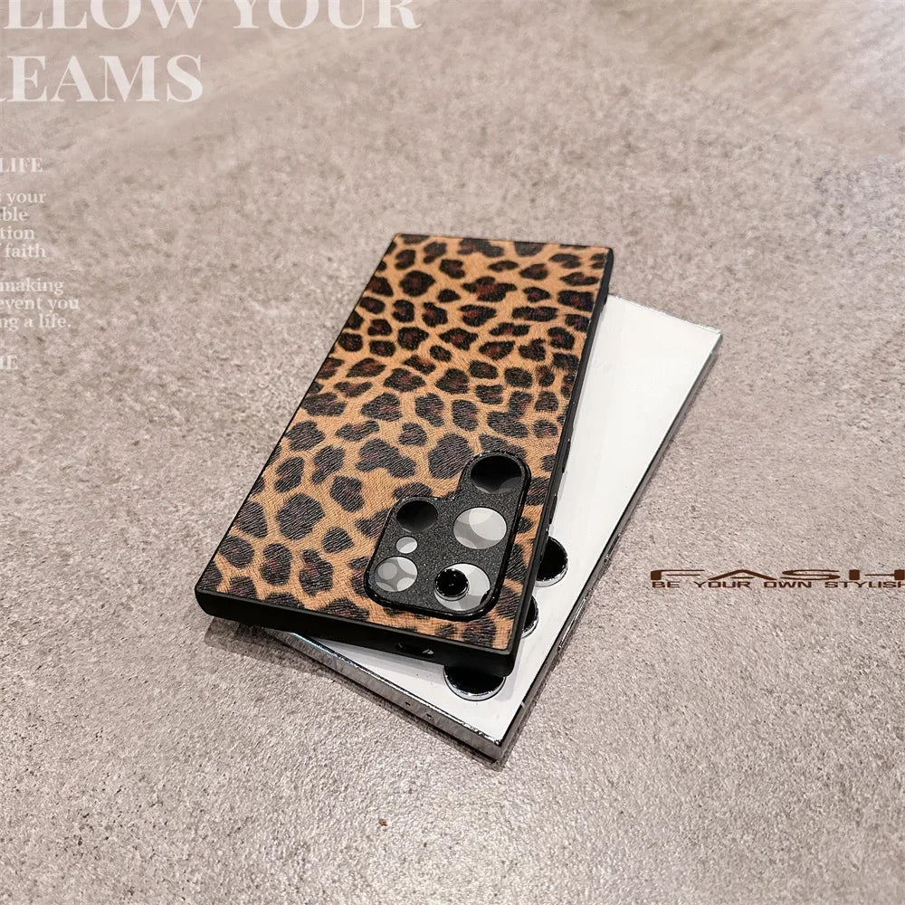 Luxus Hülle S24 Ultra Leopard Kroko Design
