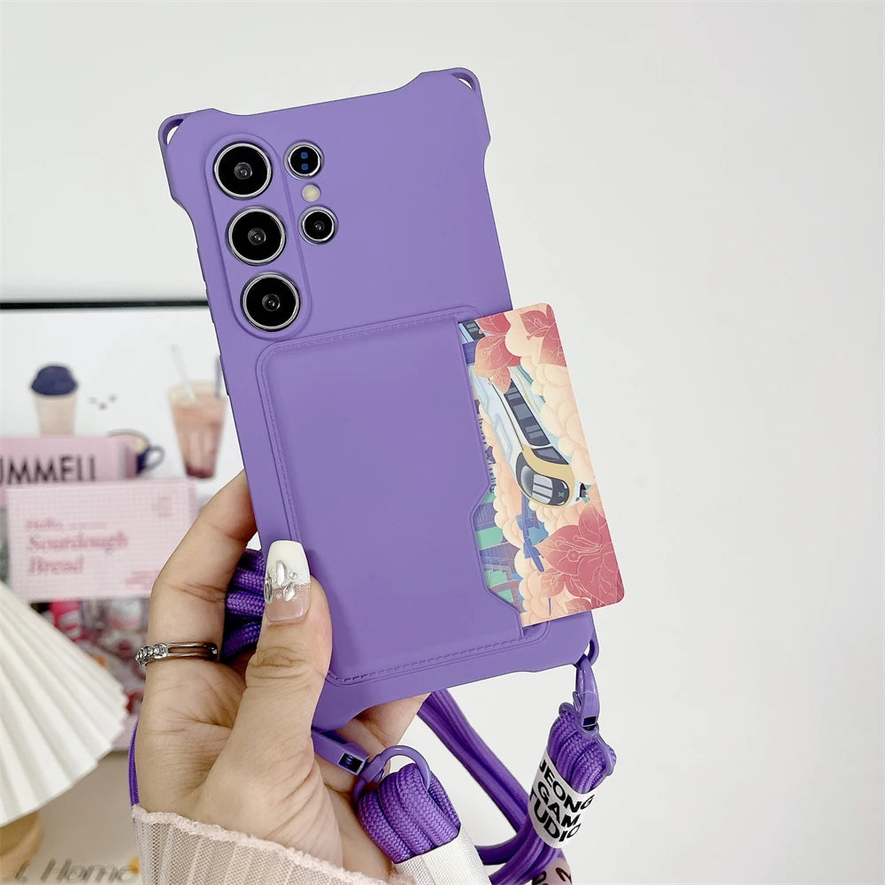 Luxus Crossbody Kartenhülle für Samsung Galaxy S25–S22