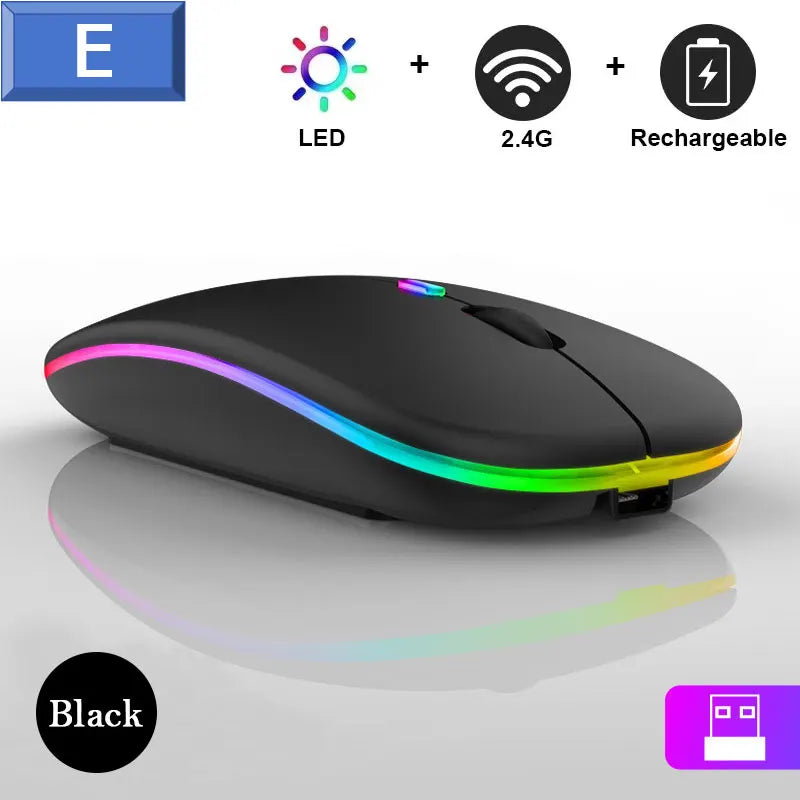 Leise Bluetooth-Maus mit LED, 2.4G, tragbar & präzise