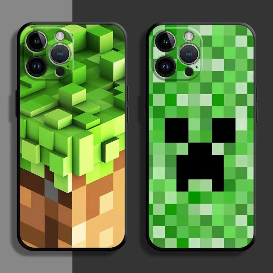 Grüne Pixel-Monster-Hülle für iPhone