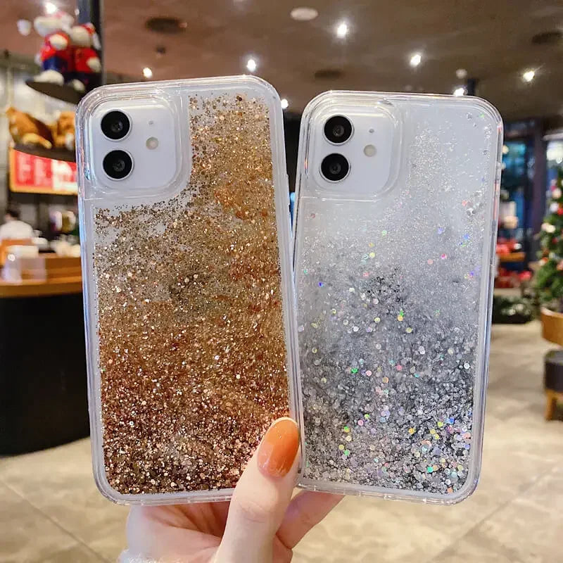 Helles Silber Gold Treibsand Hülle für iPhone 17 Pro