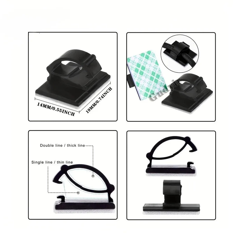 50er Set selbstklebende Kabelclips für Auto & Büro