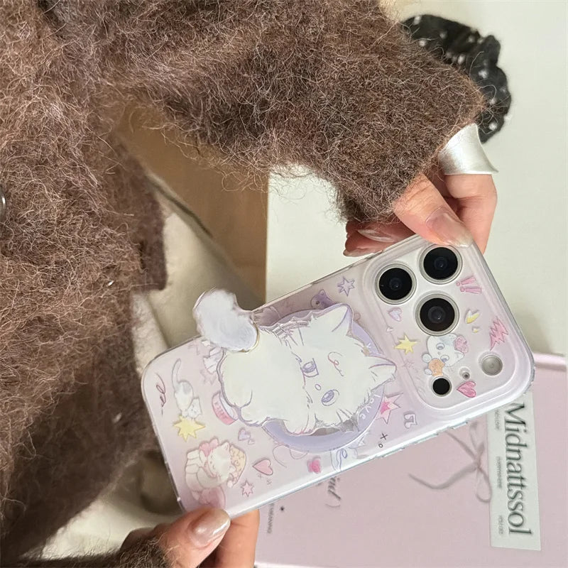Kawaii Katze Magnetische Handyhülle mit Magsafe Ständer