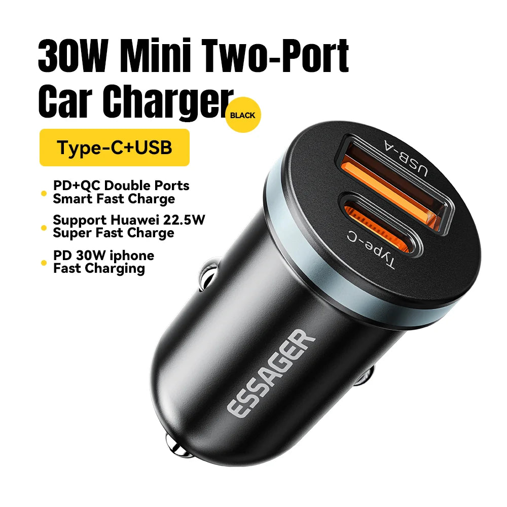 Essager 30W USB-C Autoladegerät Schnellladung Typ C