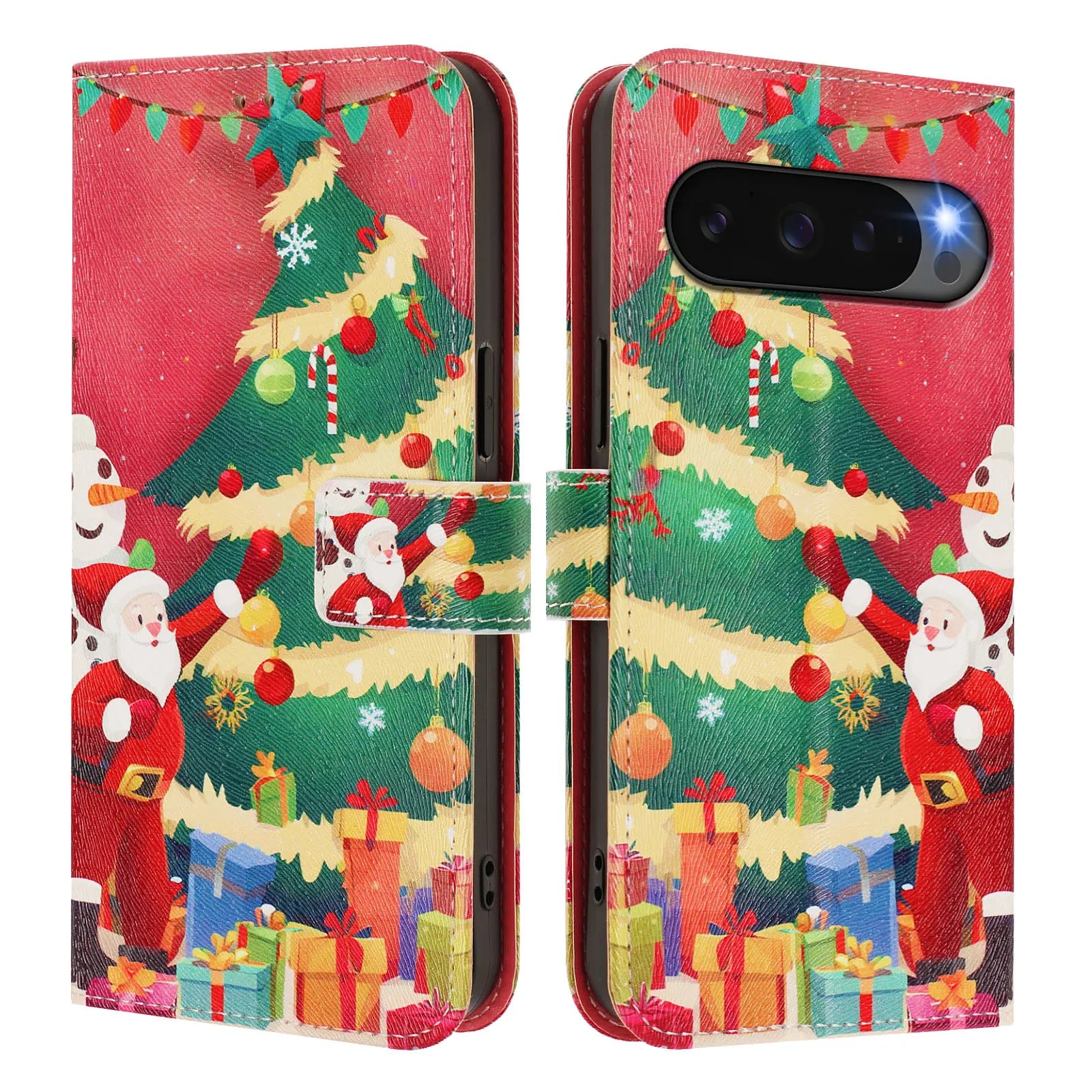 Weihnachtliche Santa Handyhülle mit Kartenfach für Google Pixel