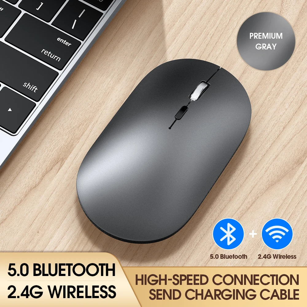 Leise kabellose Bluetooth-Maus, wiederaufladbar, kompatibel