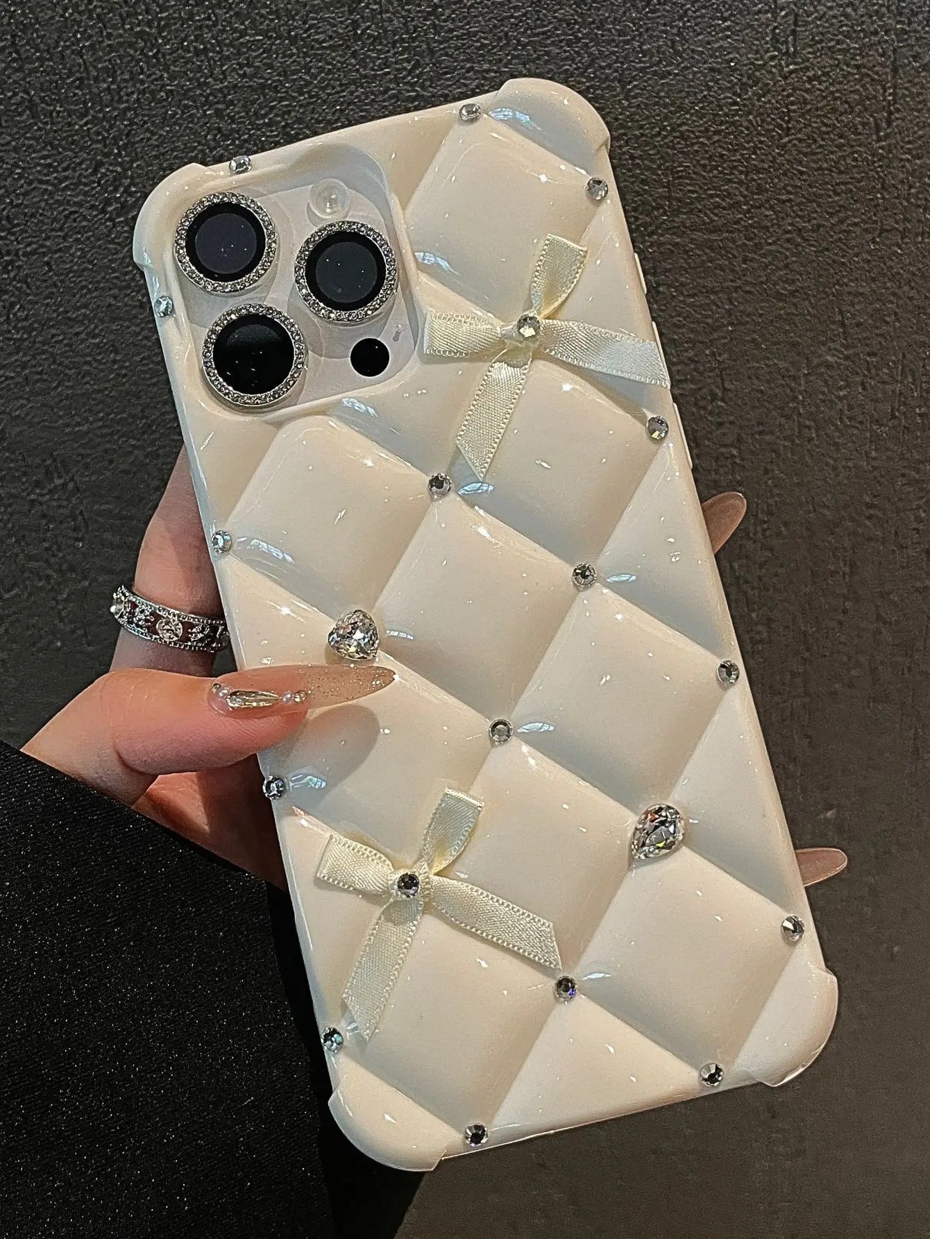 Luxury Glitter Rhinestone Bow Case for iPhone 17