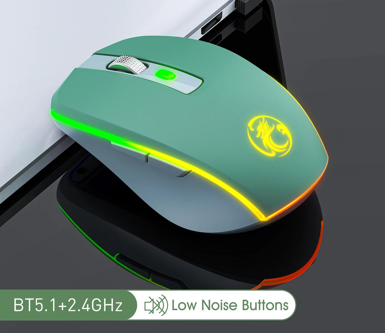 Kabellose Dual-Mode Maus RGB leise wiederaufladbar