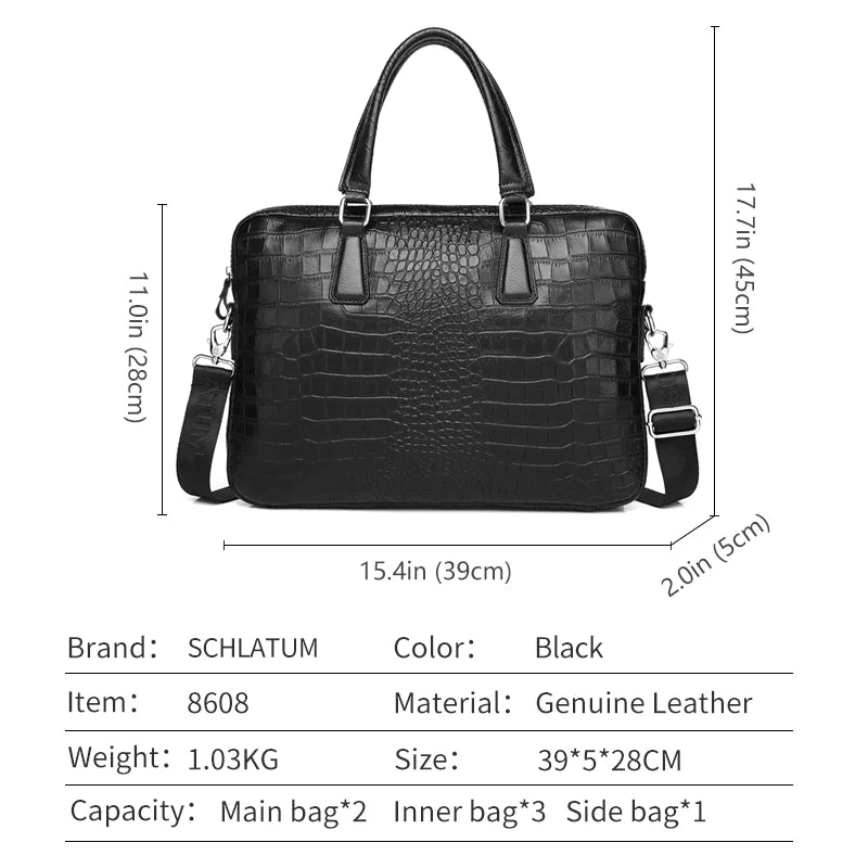 Mallette pour ordinateur portable en cuir véritable SCHLATUM