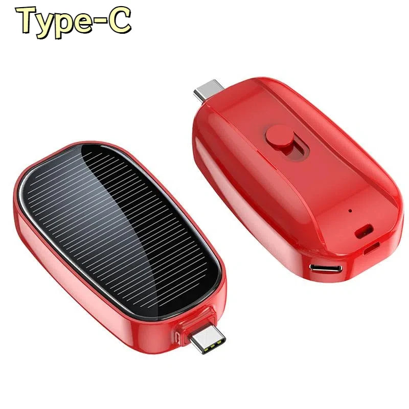 Solar Mini Power Bank 1200mAh Portable Keychain