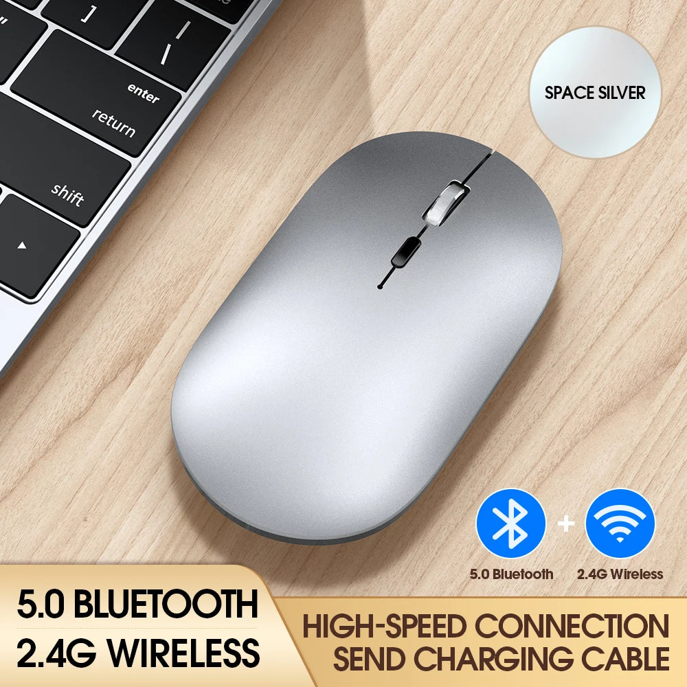 Leise kabellose Bluetooth-Maus, wiederaufladbar, kompatibel