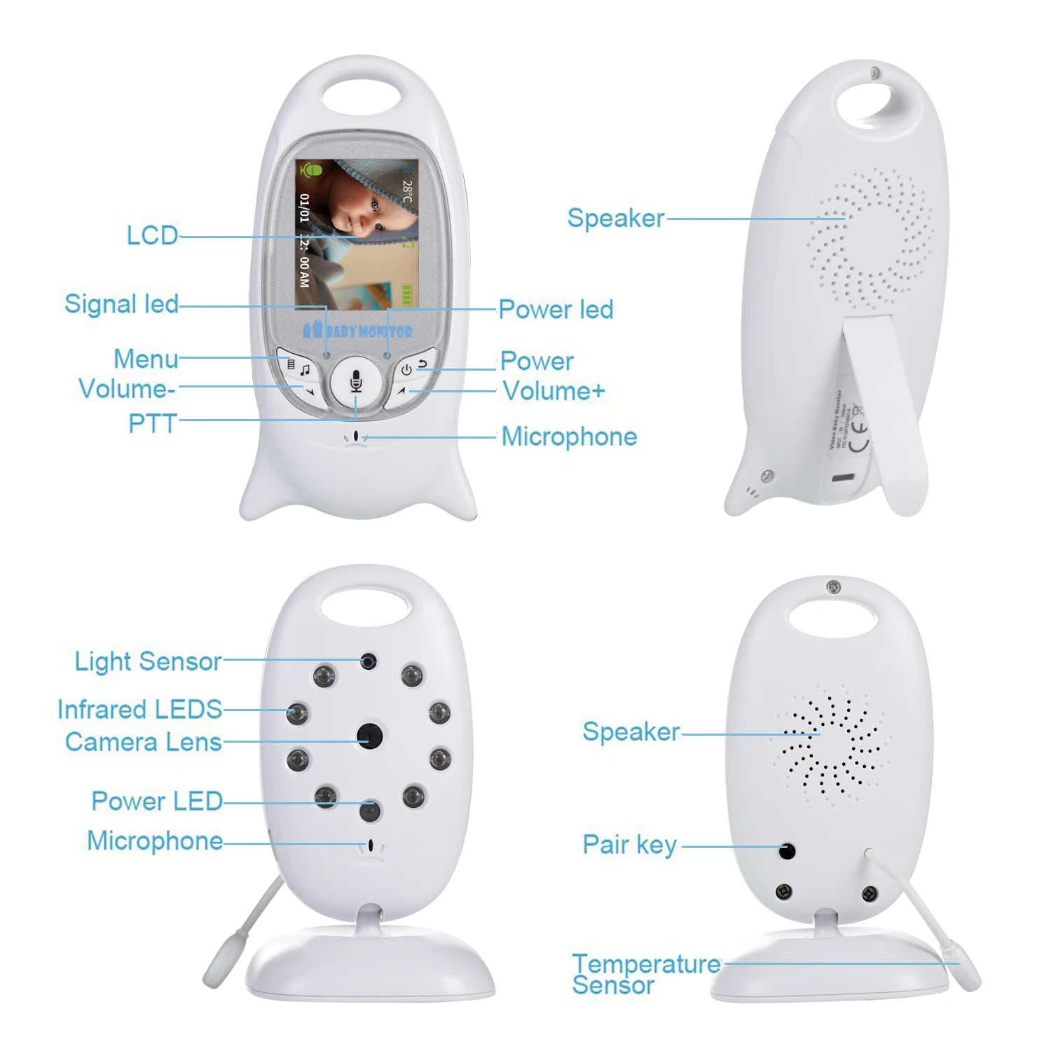 2 Zoll Baby Monitor mit Video Nachtsicht und Lullabies