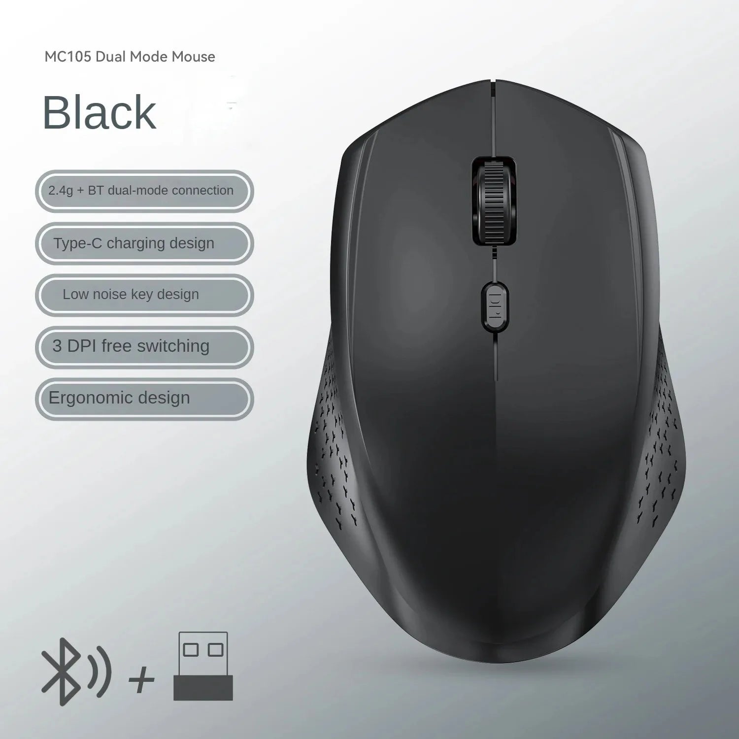 Leise RGB Funkmaus 3600 DPI mit Bluetooth & Akku