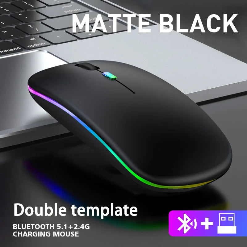 Kabellose Dual-Modus Maus, Bluetooth, RGB, Ergonomisch