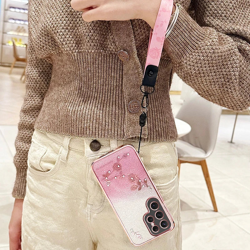 Ewige Blüten Glitzer Hülle für Samsung S25 Ultra