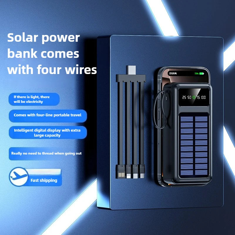 Solar Powerbank mit LED Licht und tragbarem Akku