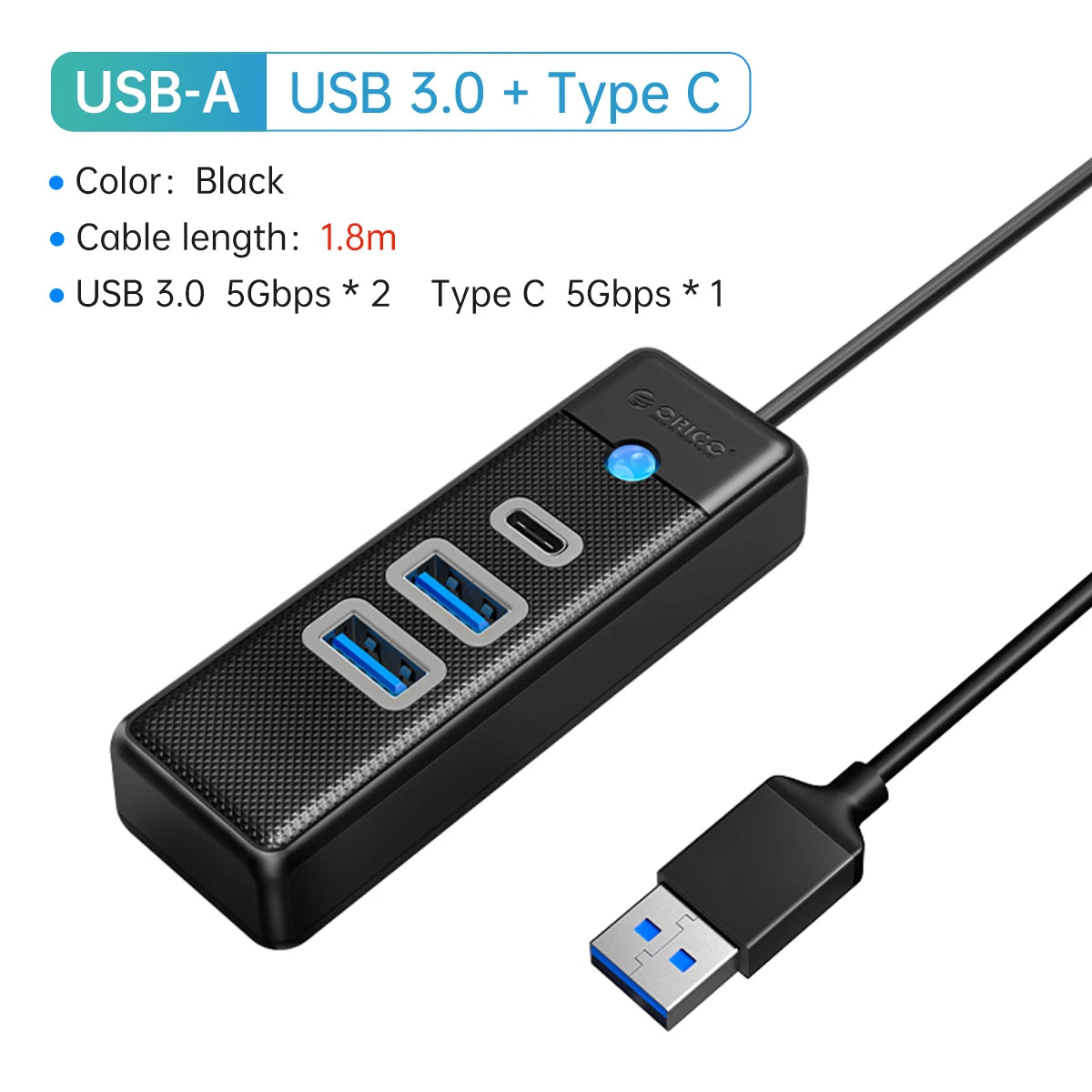 USB 3.0 HUB 4-Port Type-C Splitter