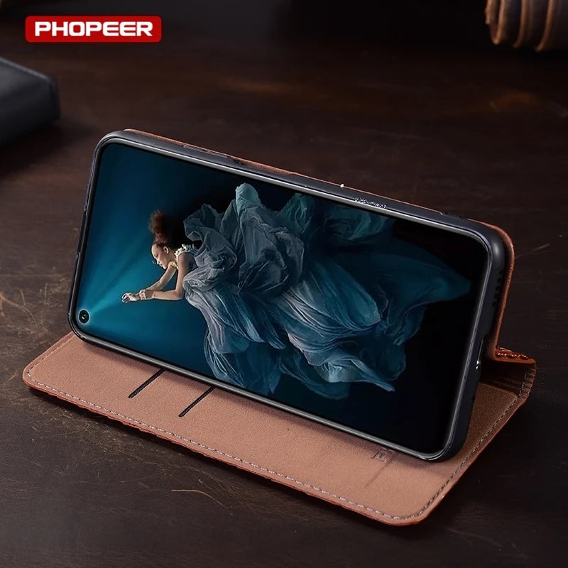 Echtleder Flip Wallet Hülle für iPhone 17 Pro