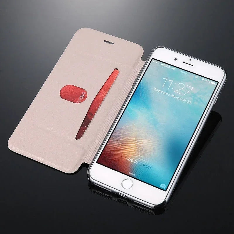 Glitzer Leder Flip Hülle für iPhone 17 Kartenfach