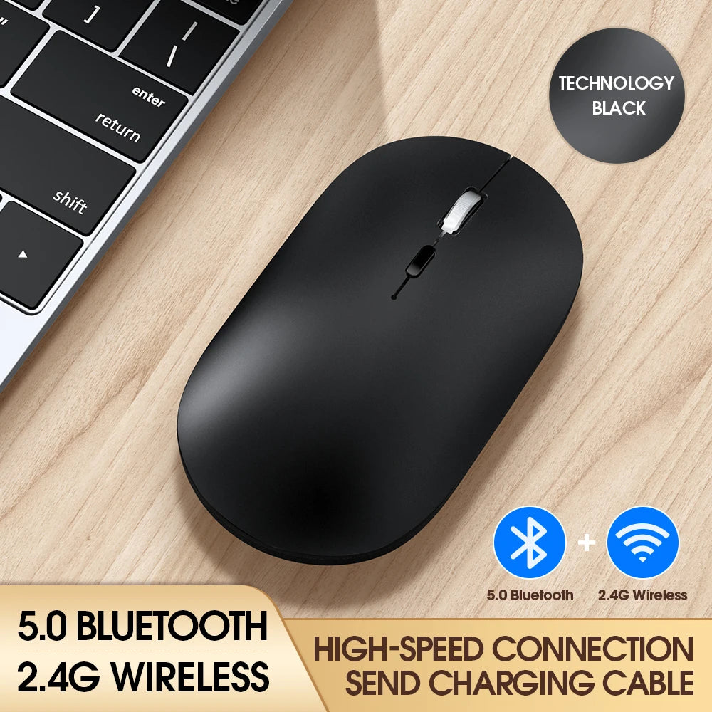 Leise kabellose Bluetooth-Maus, wiederaufladbar, kompatibel