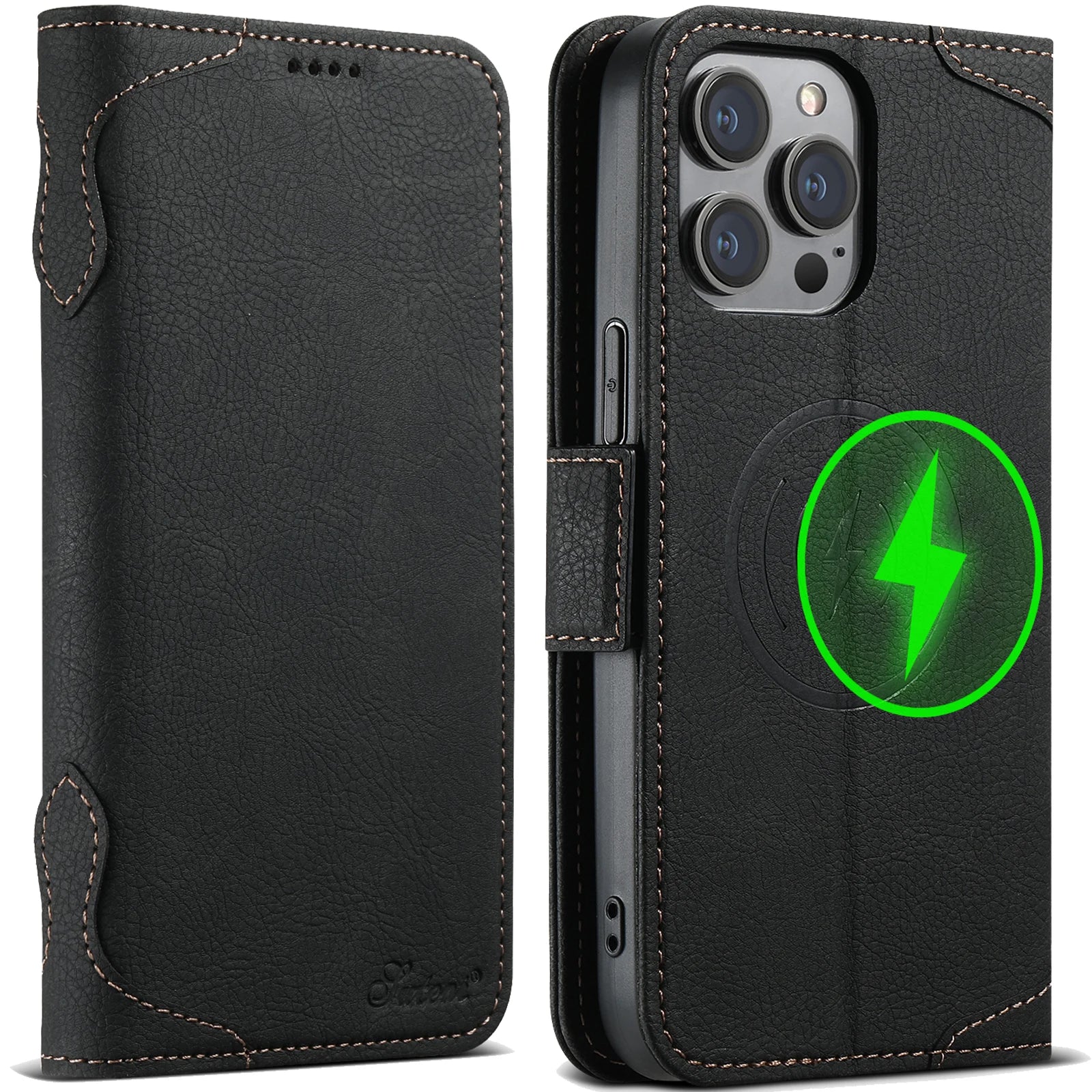 Magnetische Leder Wallet Hülle iPhone 16 Pro Max