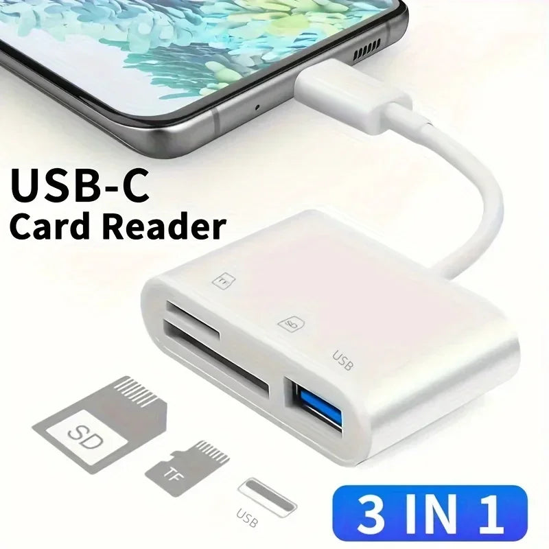 3-in-1 USB-C Kartenleser für SD TF CF