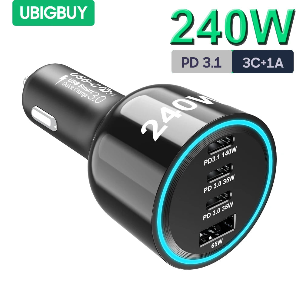 Ubigbuy 240W PD 3.1 Autoladegerät USB-C