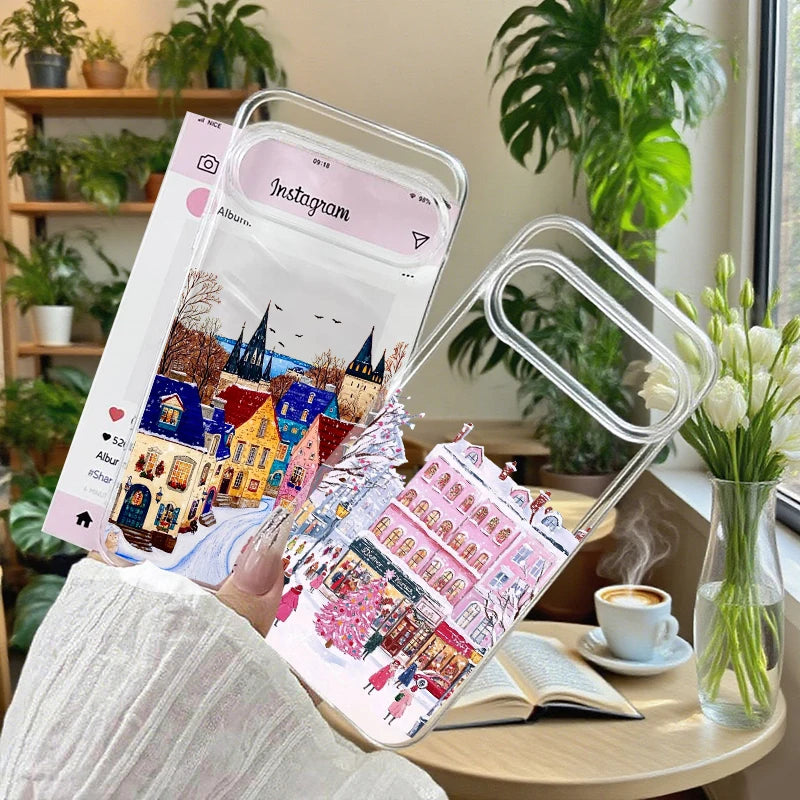 Beautiful winter phone case with Christmas landscape for Google Pixel