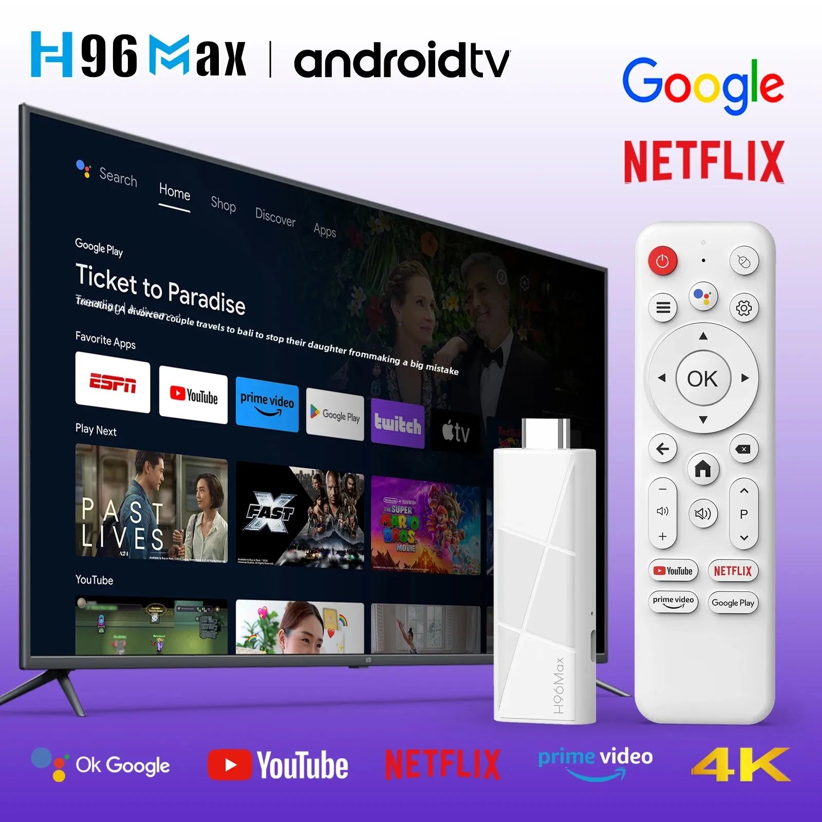 4K Android TV Stick with WiFi 6 and fast performance