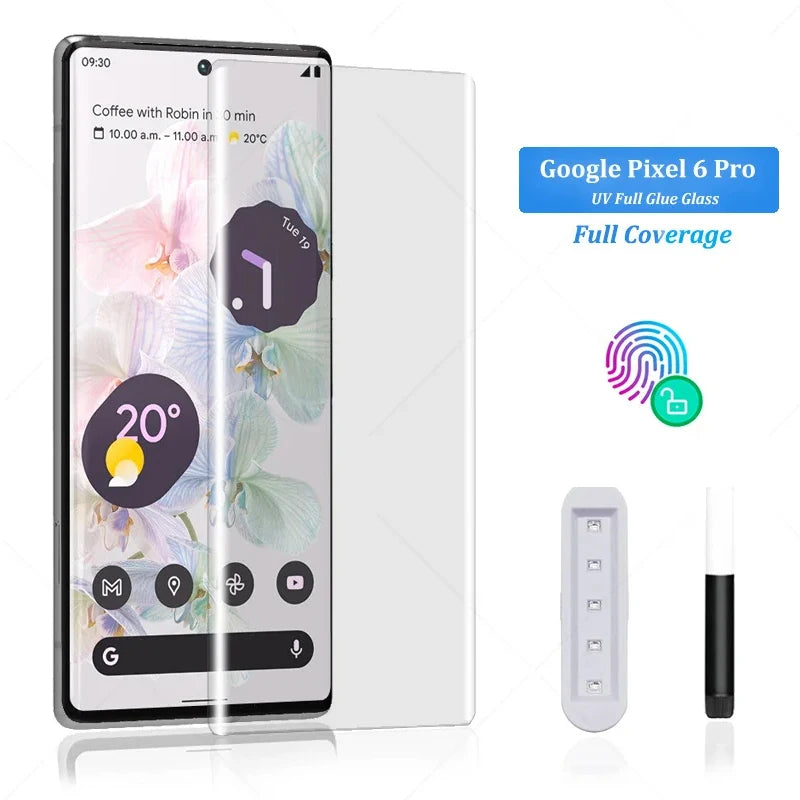 3D-gebogene UV-Glasfolie für Google Pixel 6-8 Pro