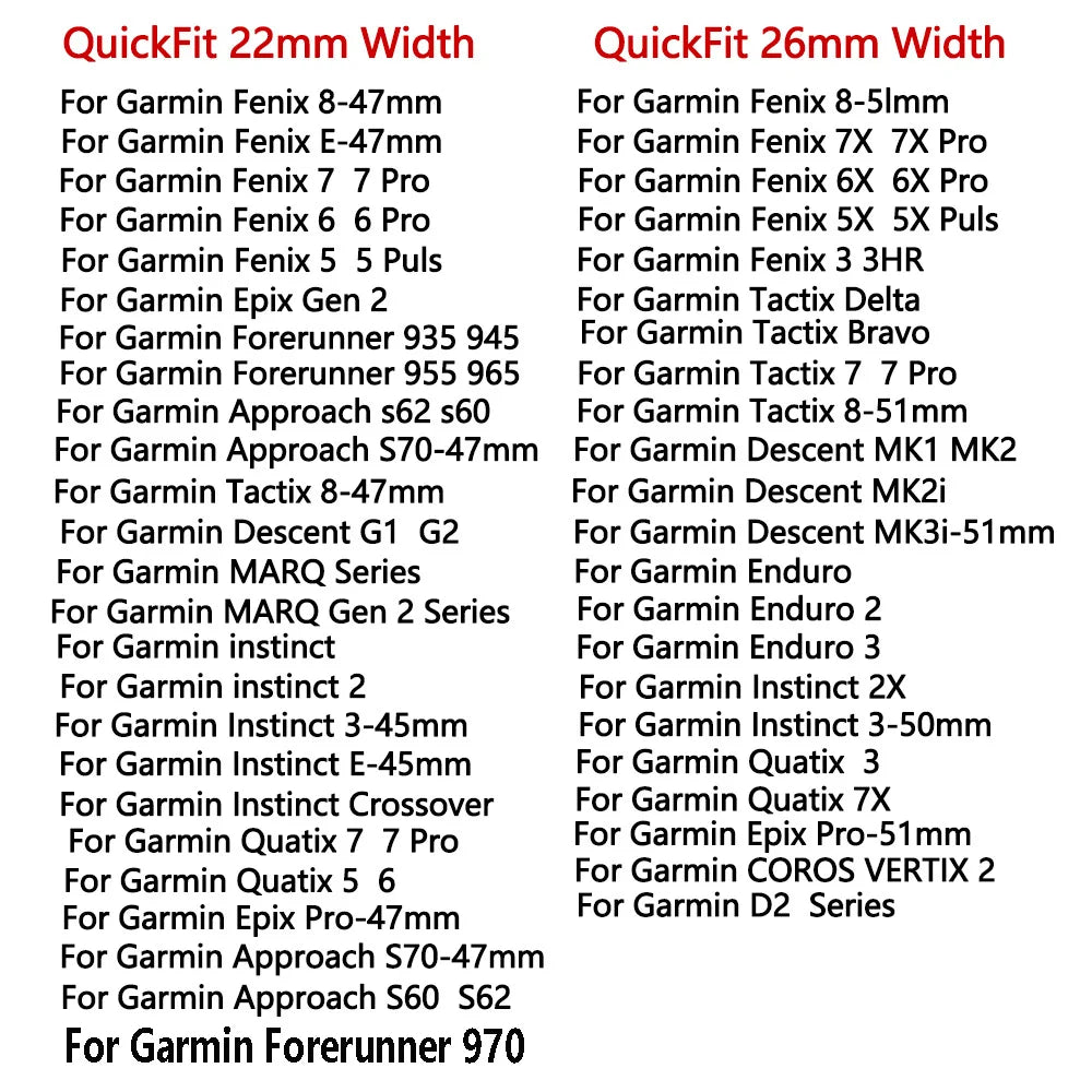 QuickFit Silikonarmband 22/26mm für Garmin Uhren