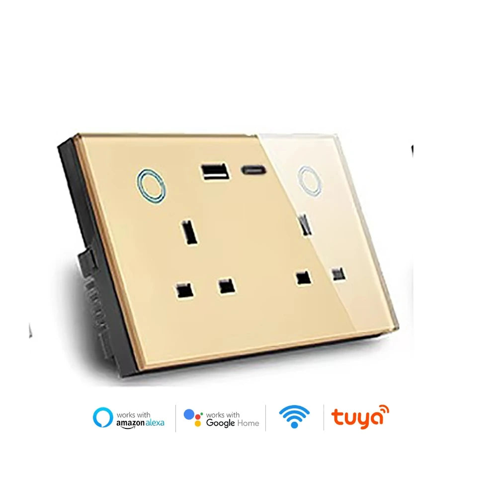 Smart WiFi socket UK Dual with USB-C 20W