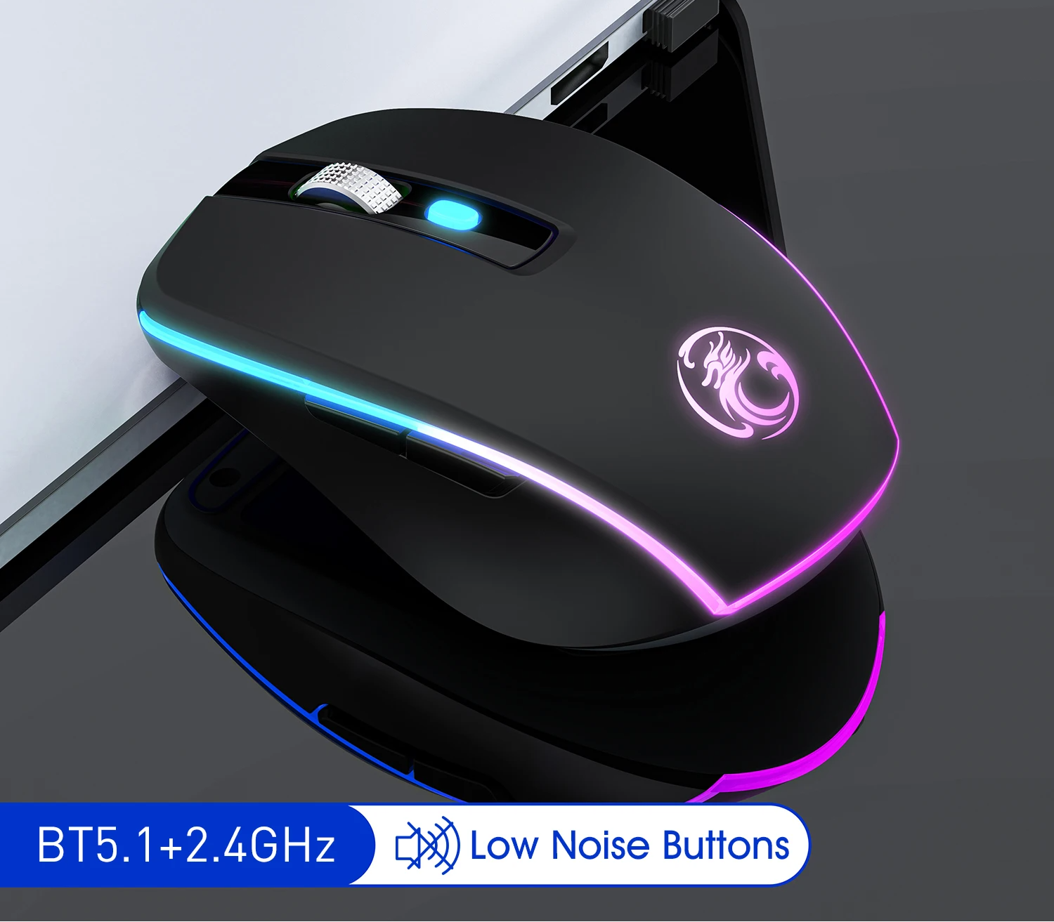 Kabellose Dual-Mode Maus RGB leise wiederaufladbar