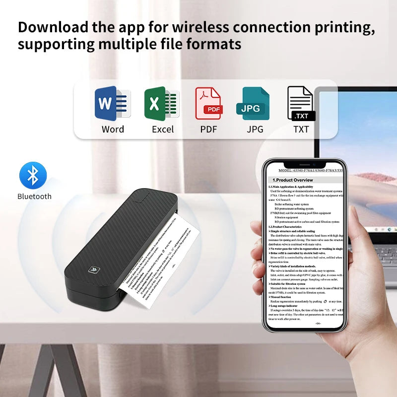 Tragbarer Bluetooth A4 Thermodrucker papierlos