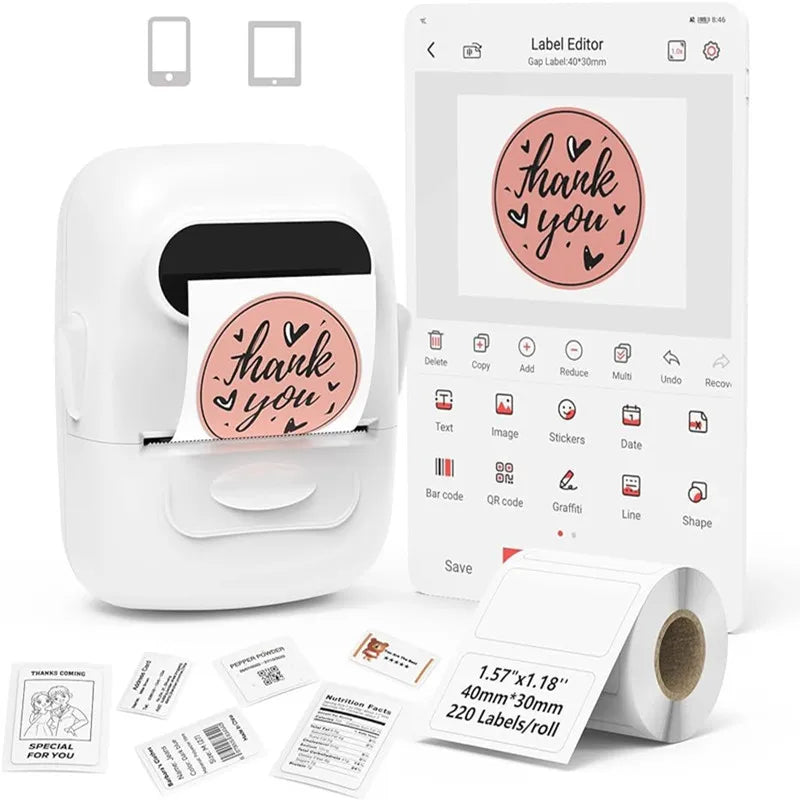 P50 Bluetooth Thermodrucker für Etiketten & QR-Codes