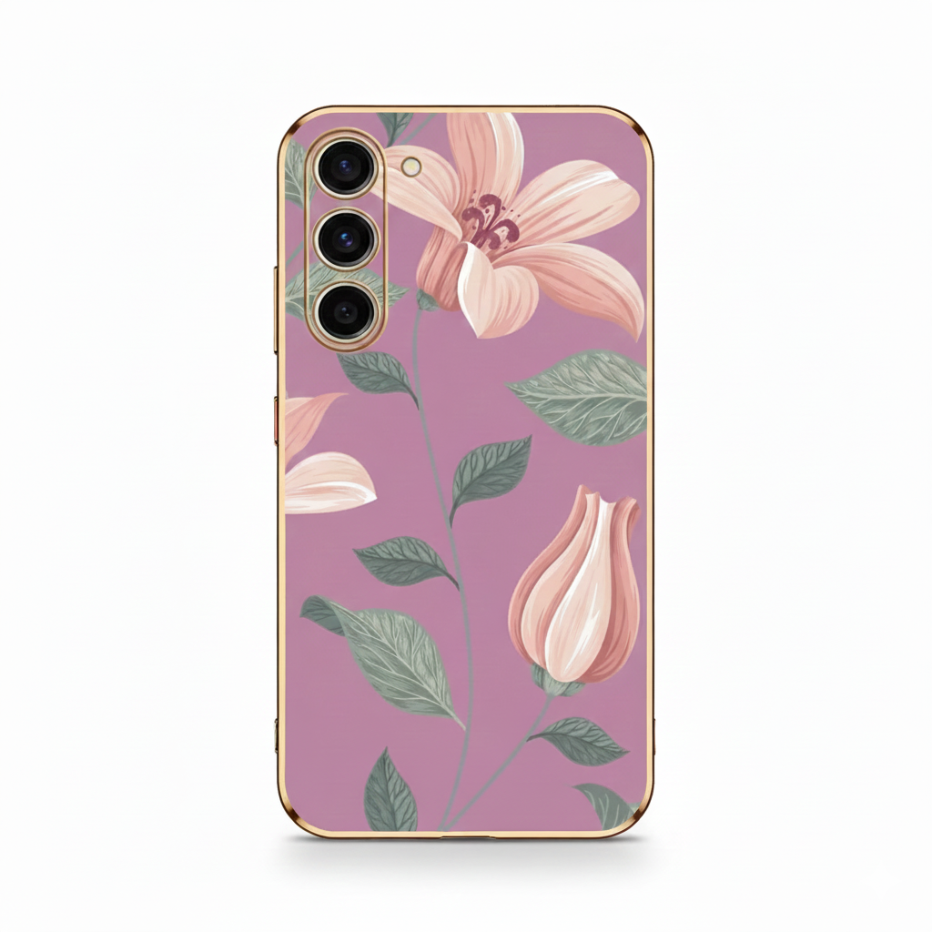 Silicone case for Samsung Galaxy S24 with floral pattern