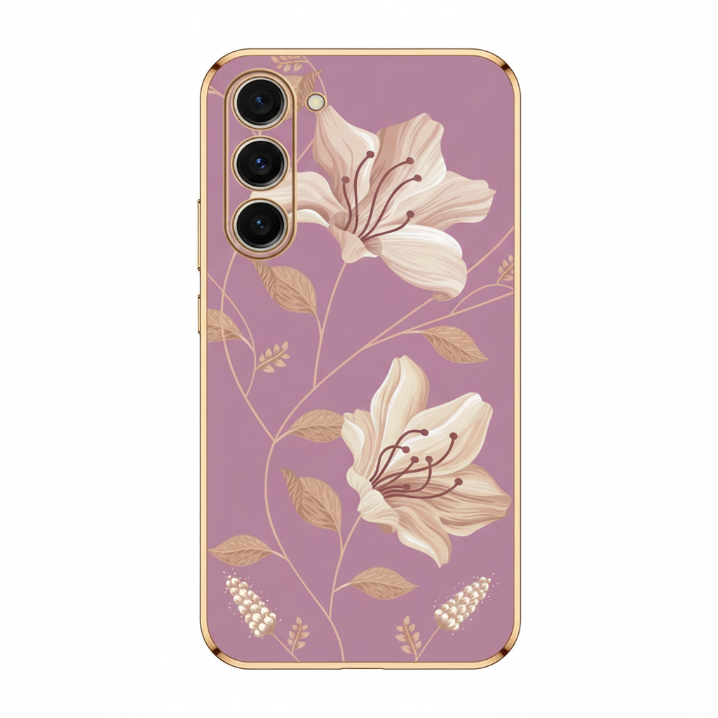 Silicone case for Samsung Galaxy S24 with floral pattern