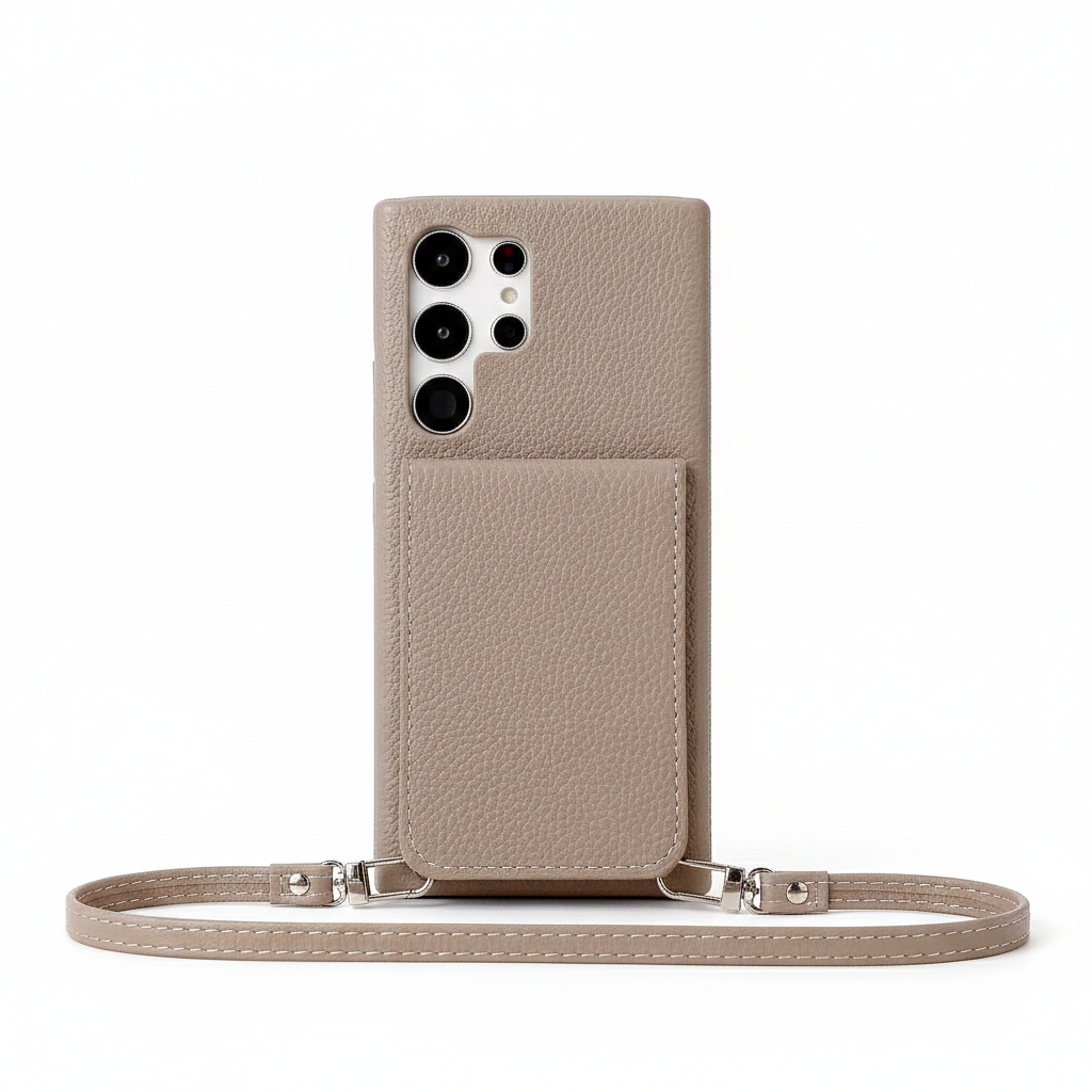 Crossbody leather case with wallet for Samsung