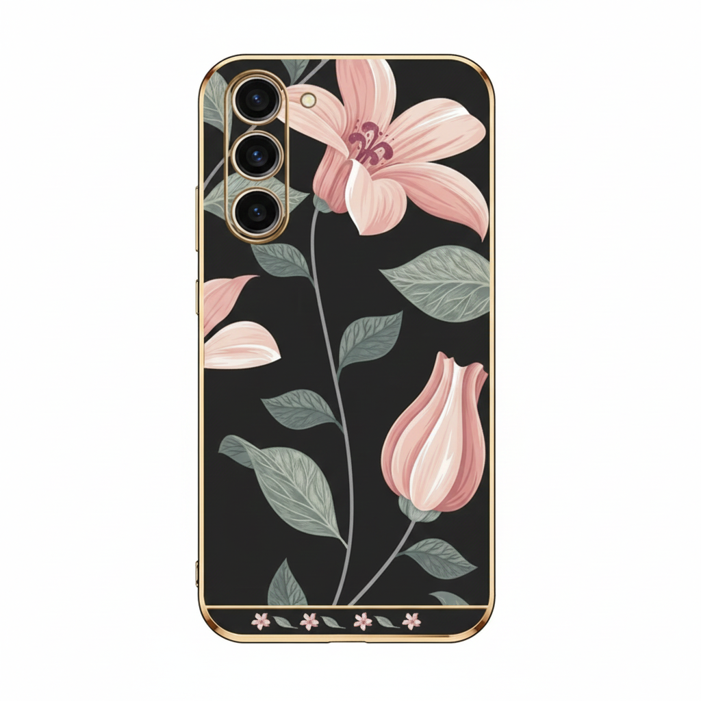 Silicone case for Samsung Galaxy S24 with floral pattern