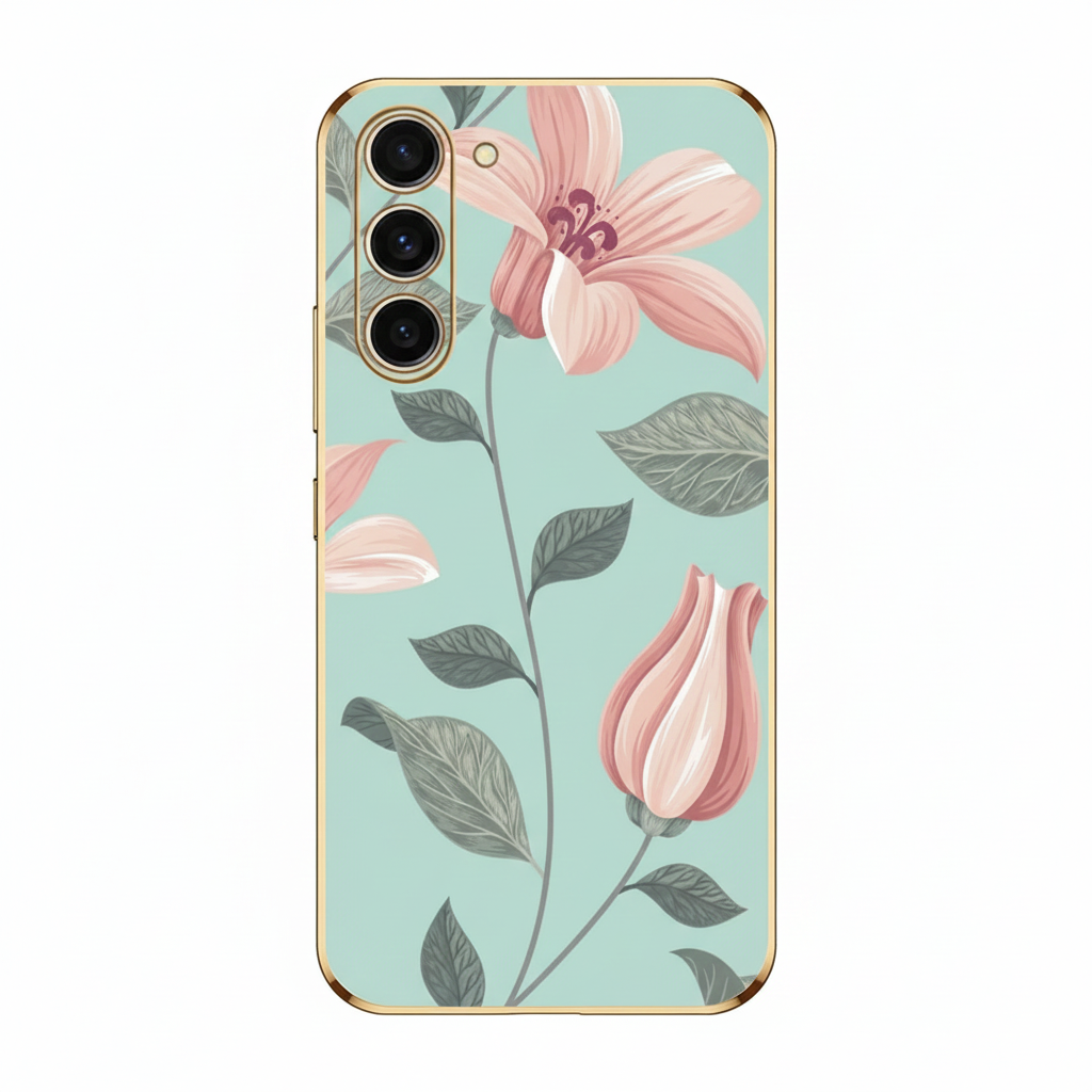 Silicone case for Samsung Galaxy S24 with floral pattern