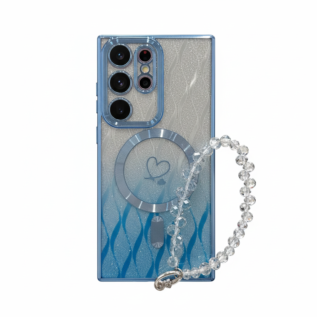 Herz Glitzer Kristall Armband Hülle für Samsung S25 Ultra