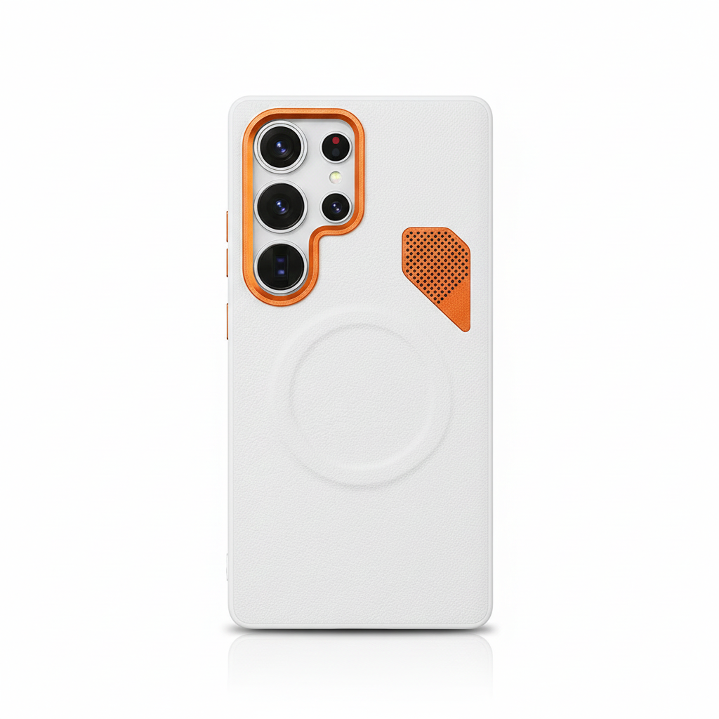 Magnetic Leather Case for Samsung S25 Ultra Orange