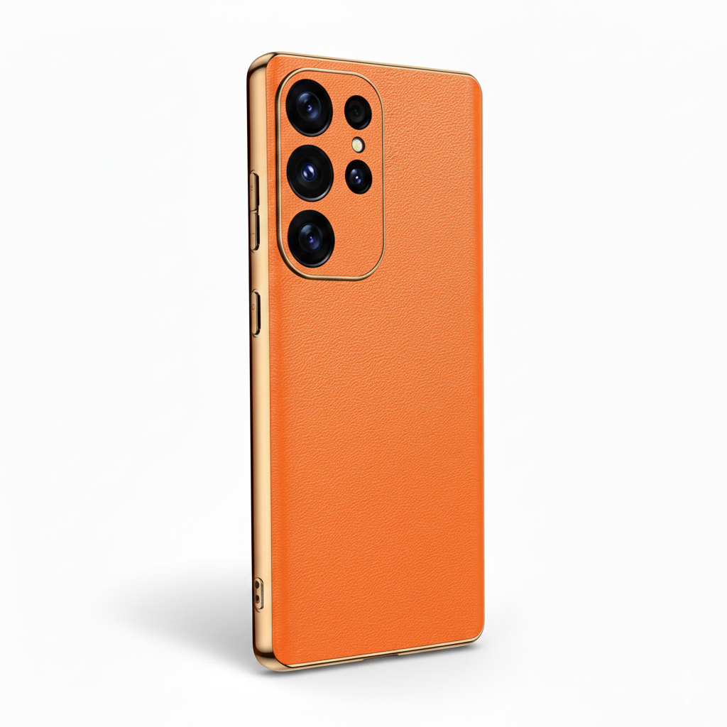 Luxury leather phone case for Samsung S25, 360 protection