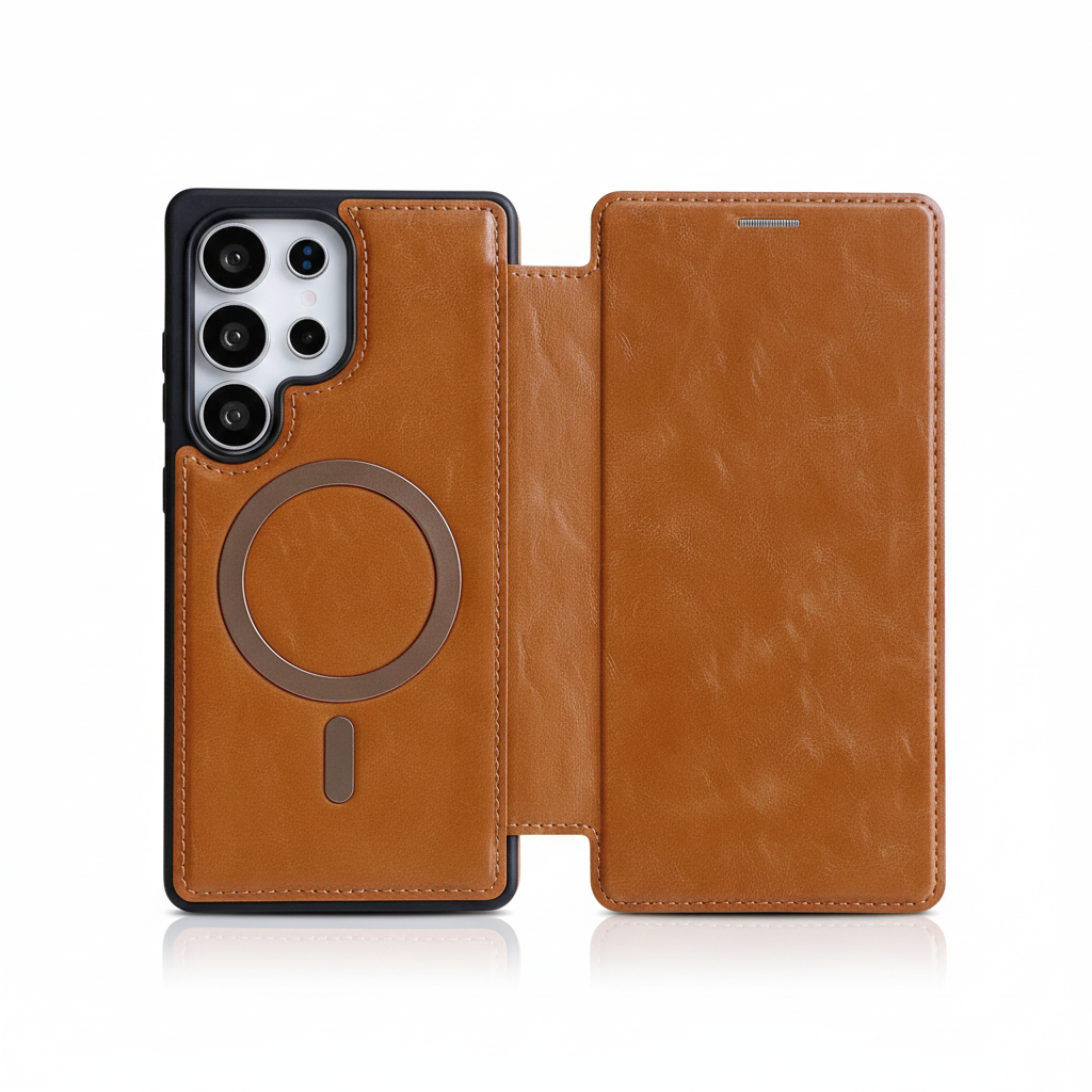 Luxury leather case with RFID &amp; MagSafe for Galaxy S25