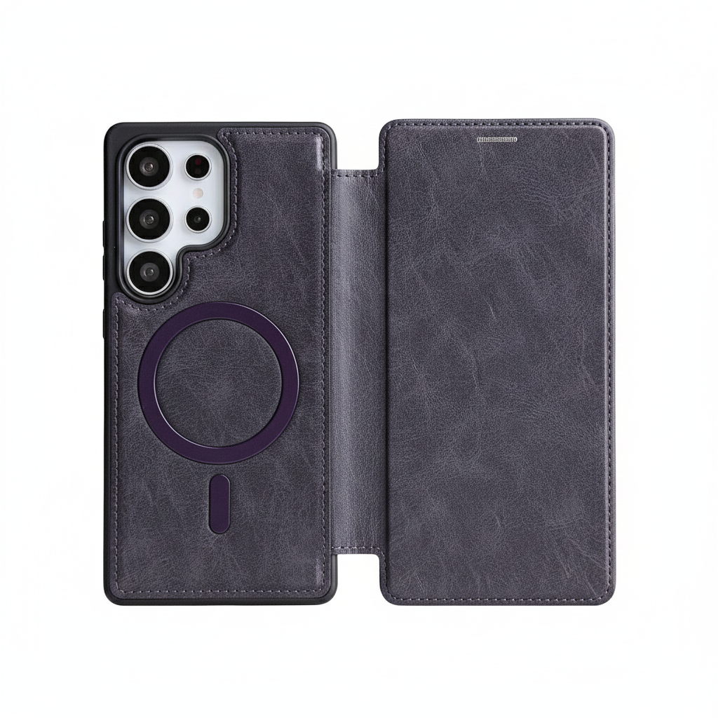 Luxus Lederhülle mit RFID & MagSafe für Galaxy S25