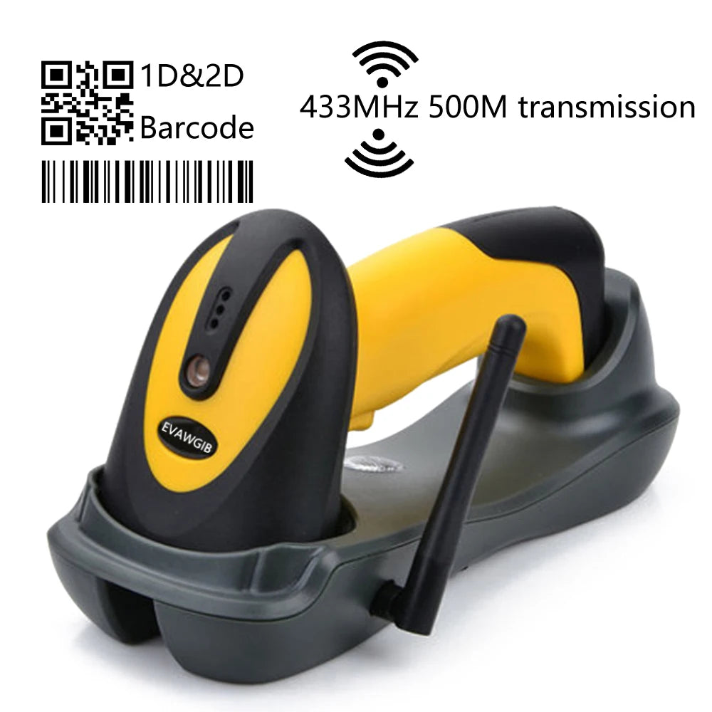 Wireless 2D barcode scanner with a 500 m range