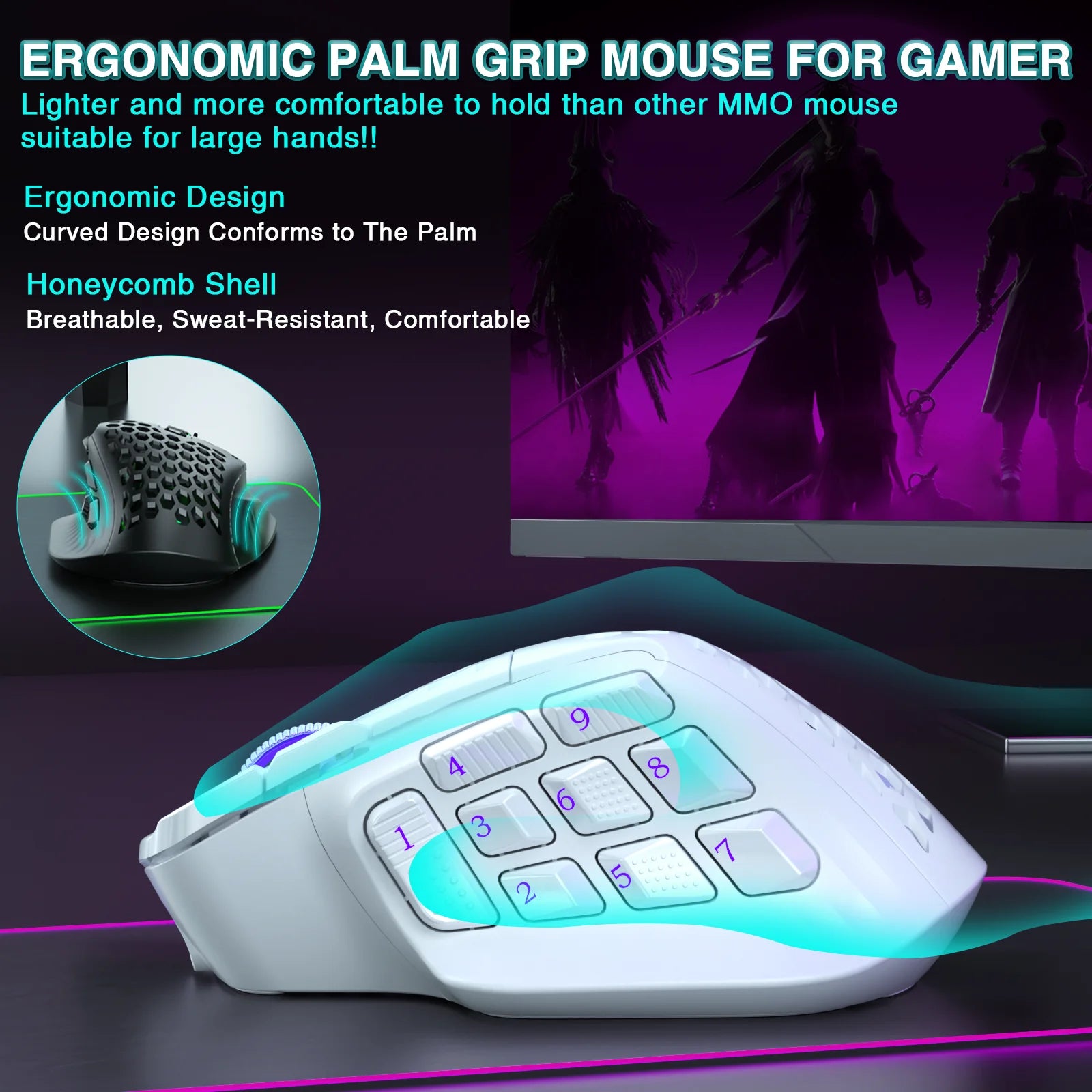 Kabellose MMO-Gaming-Maus mit 16 Tasten & RGB