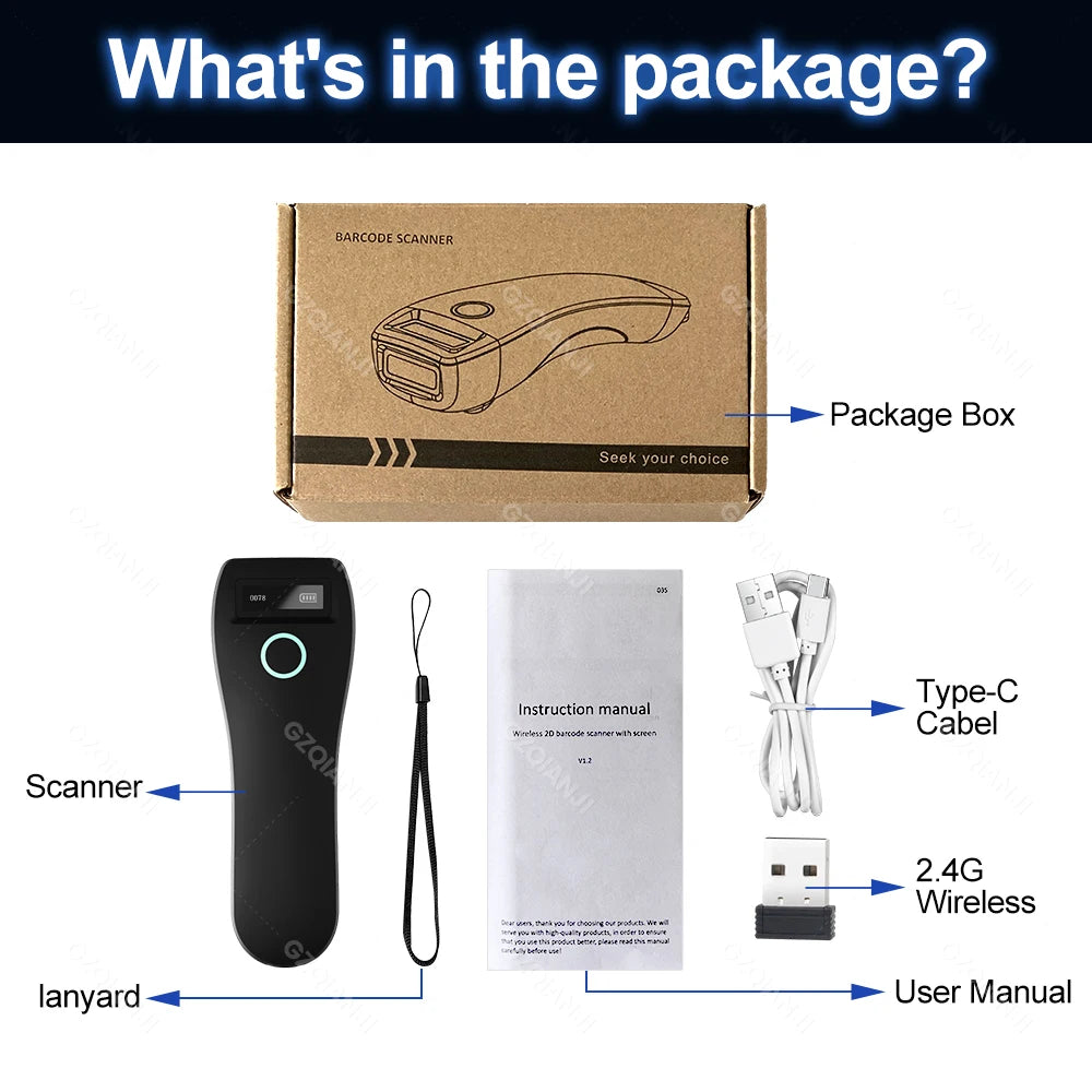 Mini 2D-Scanner USB Bluetooth kabellos tragbar