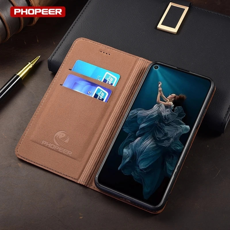 Echtleder Flip Wallet Hülle für iPhone 17 Pro