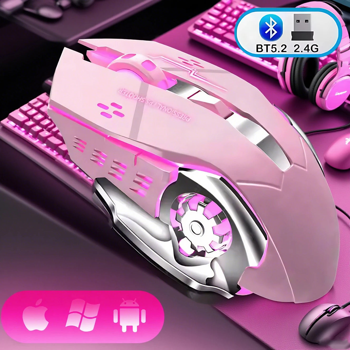 Kabellose Bluetooth 5,2 Gaming Maus mit RGB Licht